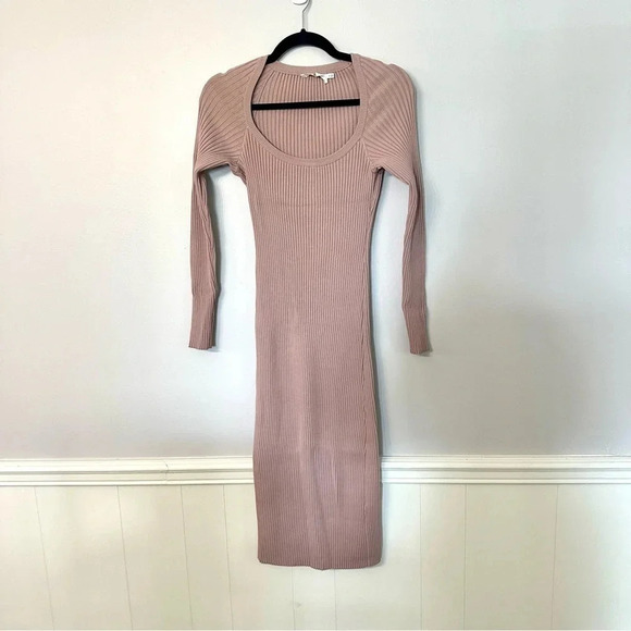 Astr the Label Mauve Pink Ribbed Long Sleeves Midi Bodycon Dress Sz M NWOT - Picture 3 of 9